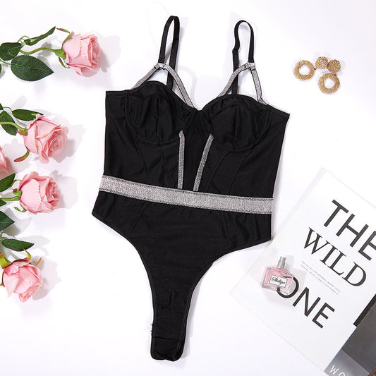 Black Sexy Jumpsuit Hollow Underwear-Set Details